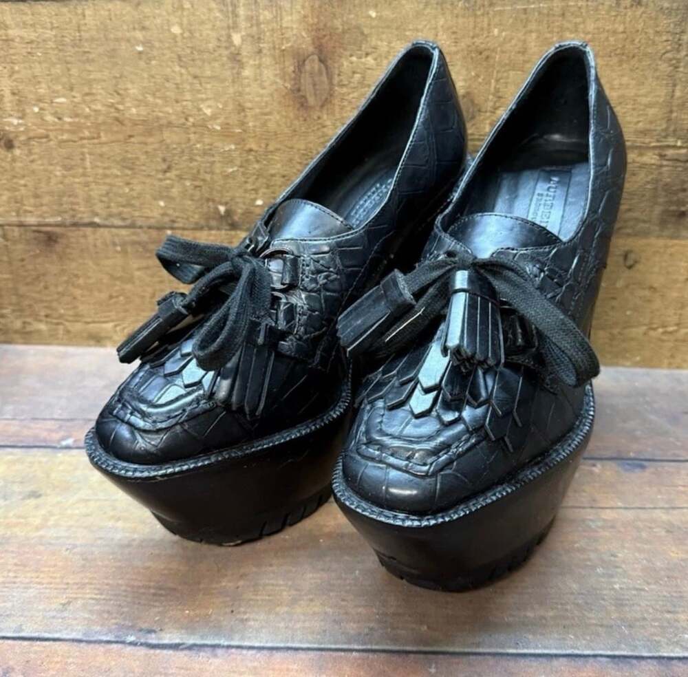 Burberry Prorsum Alligator Platform Heels Black Croc EU 37.5 Runway